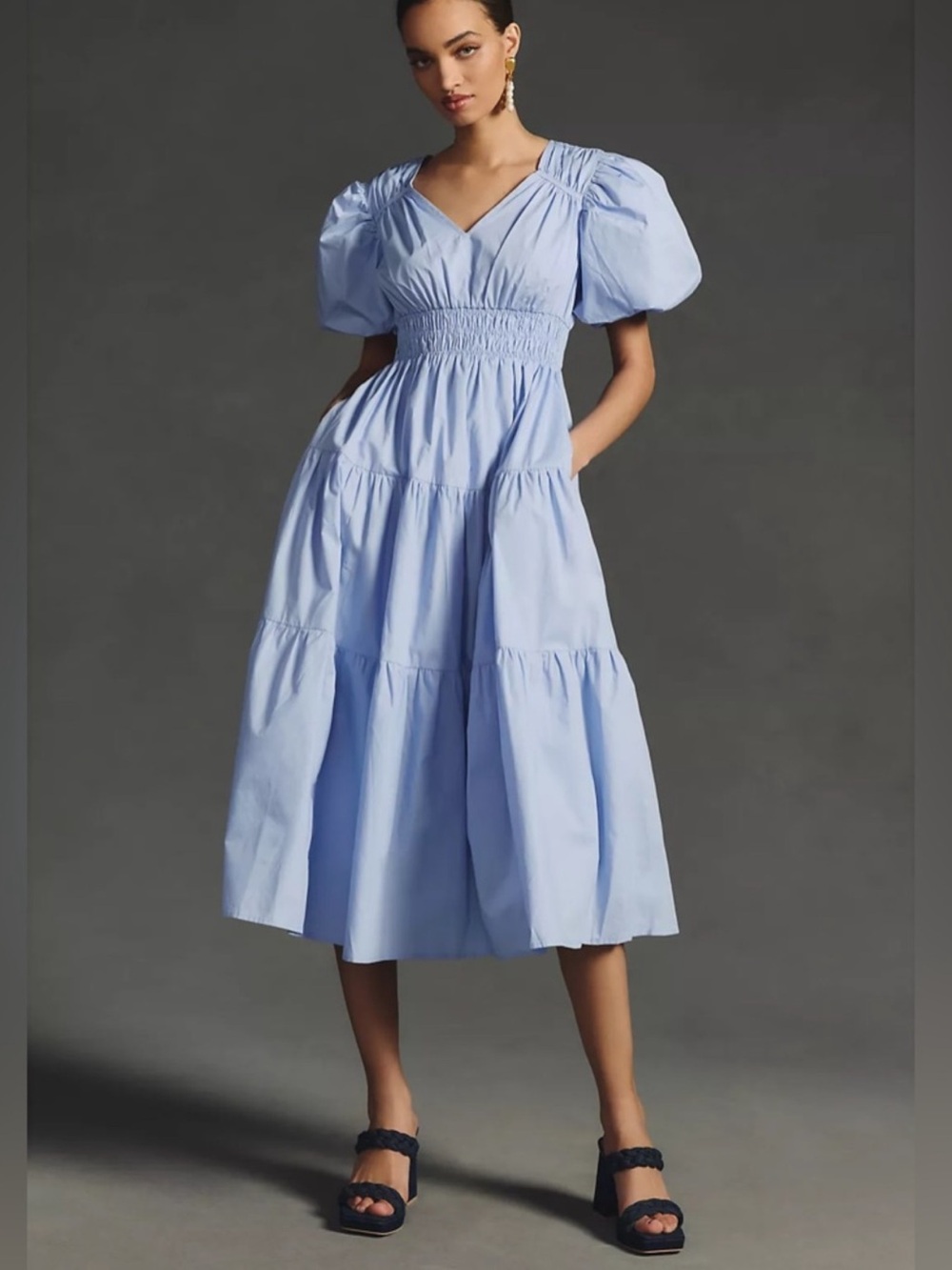 💫ANTHROPOLOGIE💫 Moon River Smocked Puff-Sleeve Dress